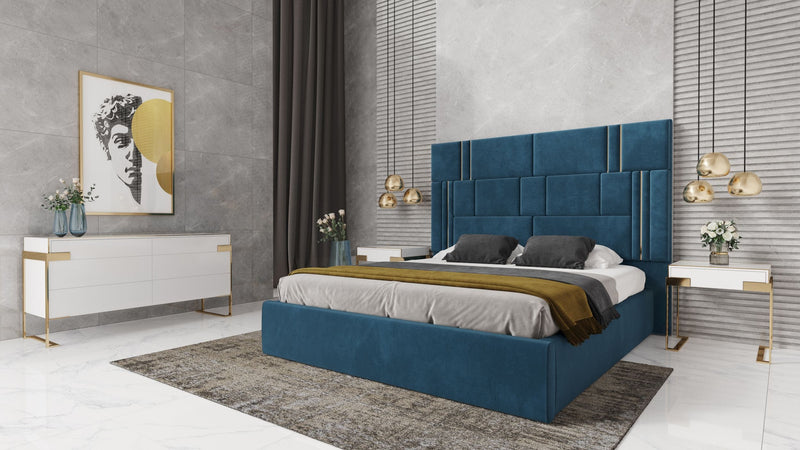 Modrest Adonis - Modern Blue Fabric Bed