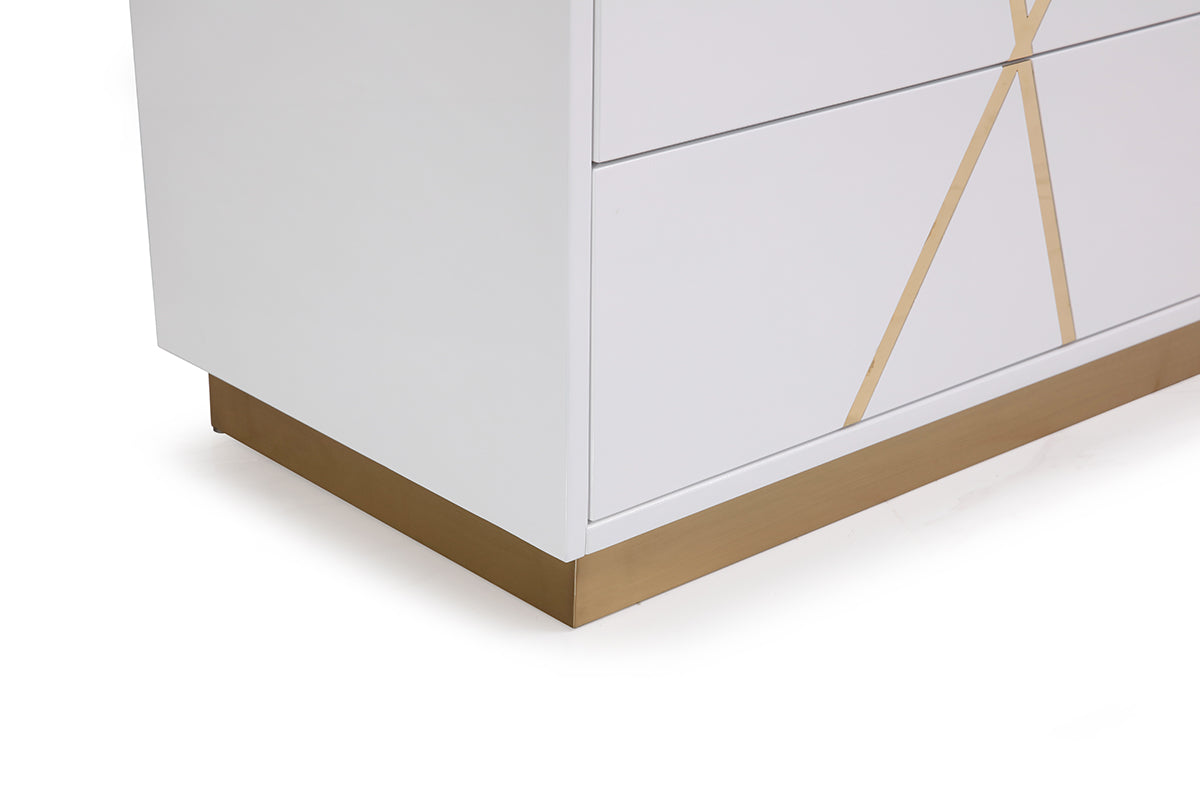 Modrest Nixa  Modern White & Gold Dresser