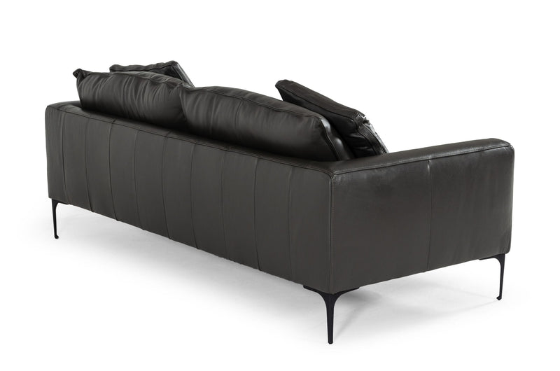 Divani Casa Jacoba - Modern Dark Grey Leather Sofa