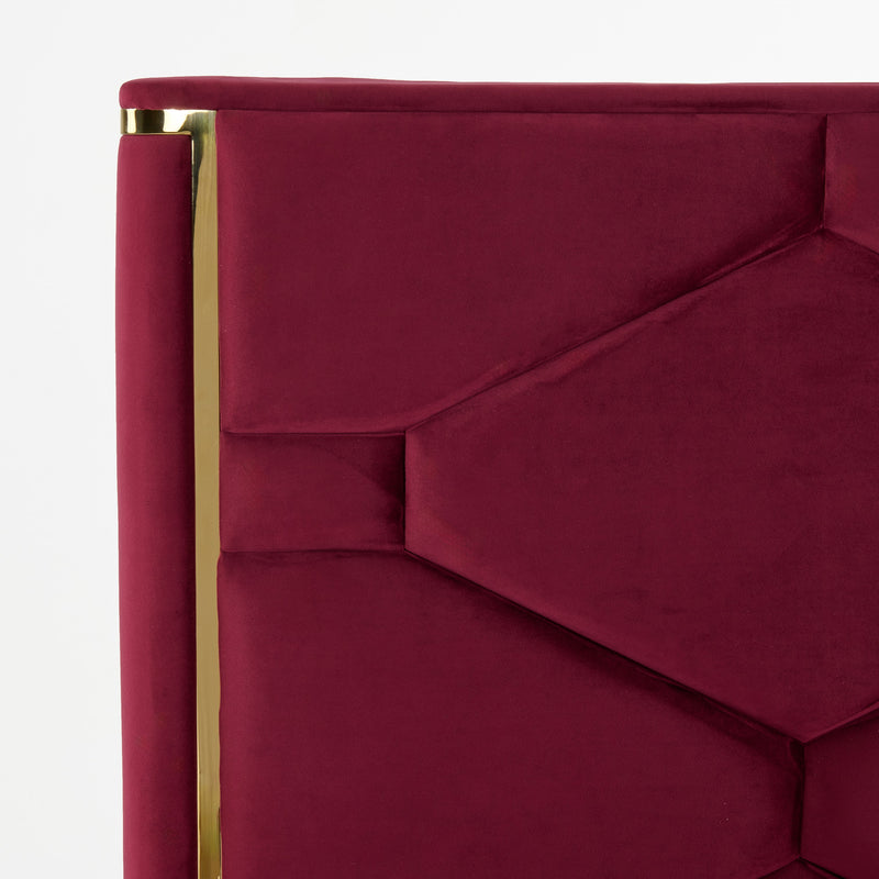 Queen Modrest Janet - Modern Red Velvet + Gold Bed