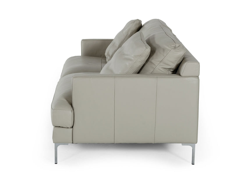Divani Casa Janina - Modern Light Grey Leather Sofa