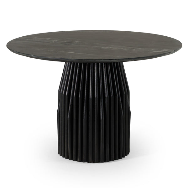 Modrest Jenna - Modern Black Marble + Black Mango Round Dining Table