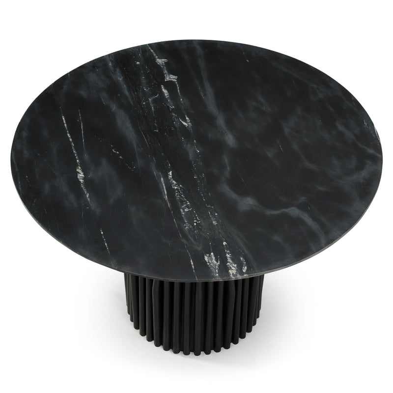 Modrest Jenna - Modern Black Marble + Black Mango Round Dining Table