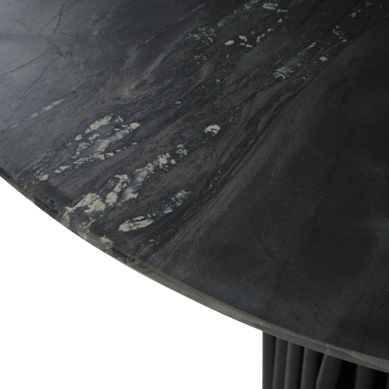 Modrest Jenna - Modern Black Marble + Black Mango Round Dining Table