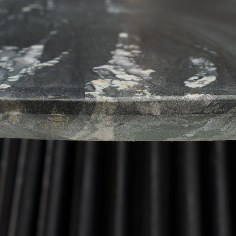 Modrest Jenna - Modern Black Marble + Black Mango Round Dining Table