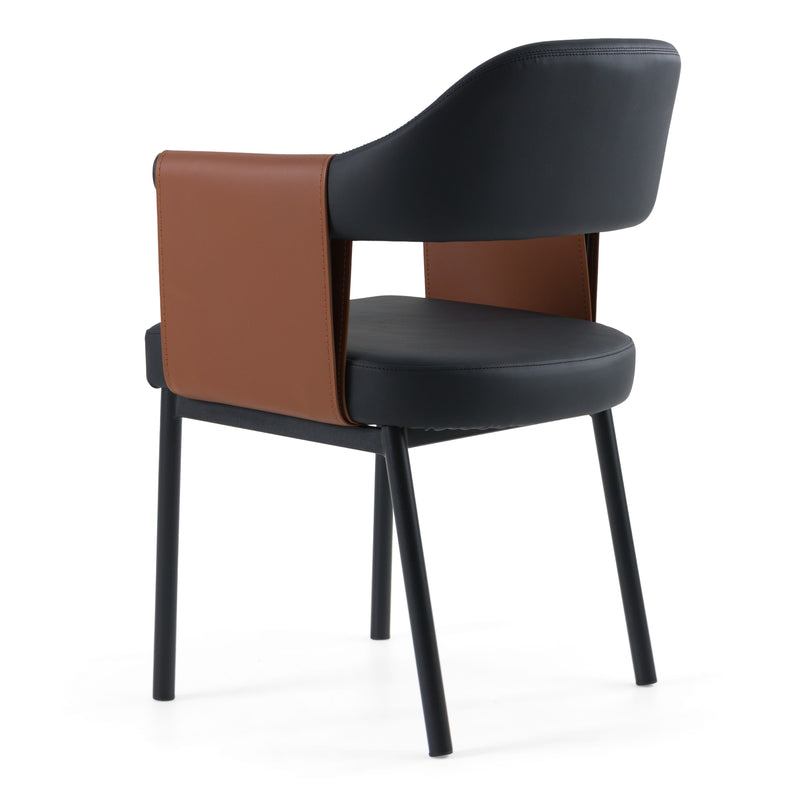 Modrest Jensen - Modern Black + Camel Vegan Leather Dining Chair