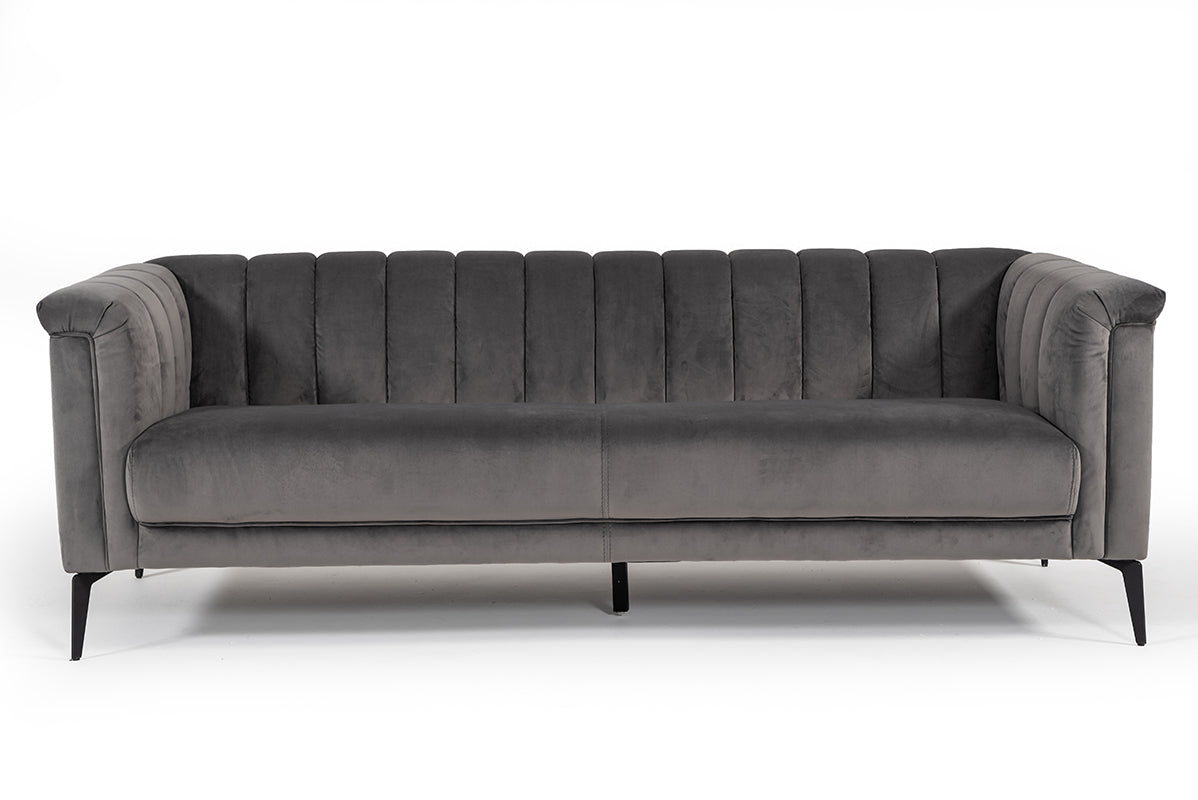 Divani Casa Jeremy Modern Grey Velvet Sofa