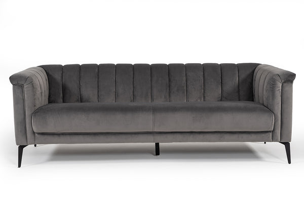 Divani Casa Jeremy Modern Grey Velvet Sofa