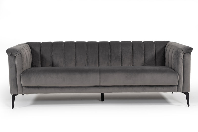 Divani Casa Jeremy Modern Grey Velvet Sofa