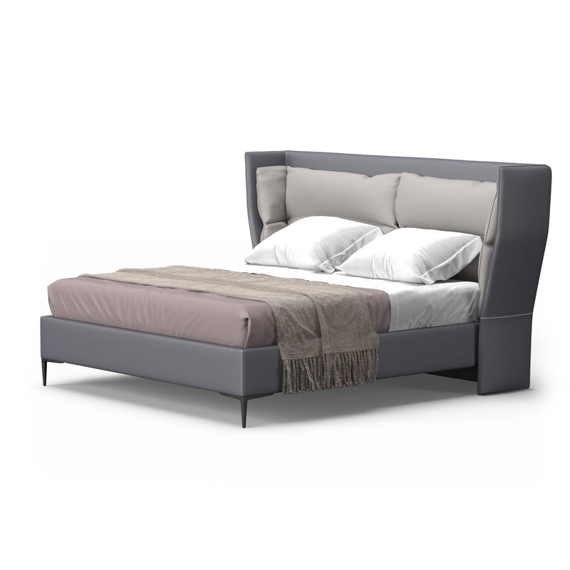 Modrest Jolene - Eastern King Dark & Light Grey Leatherette Bed