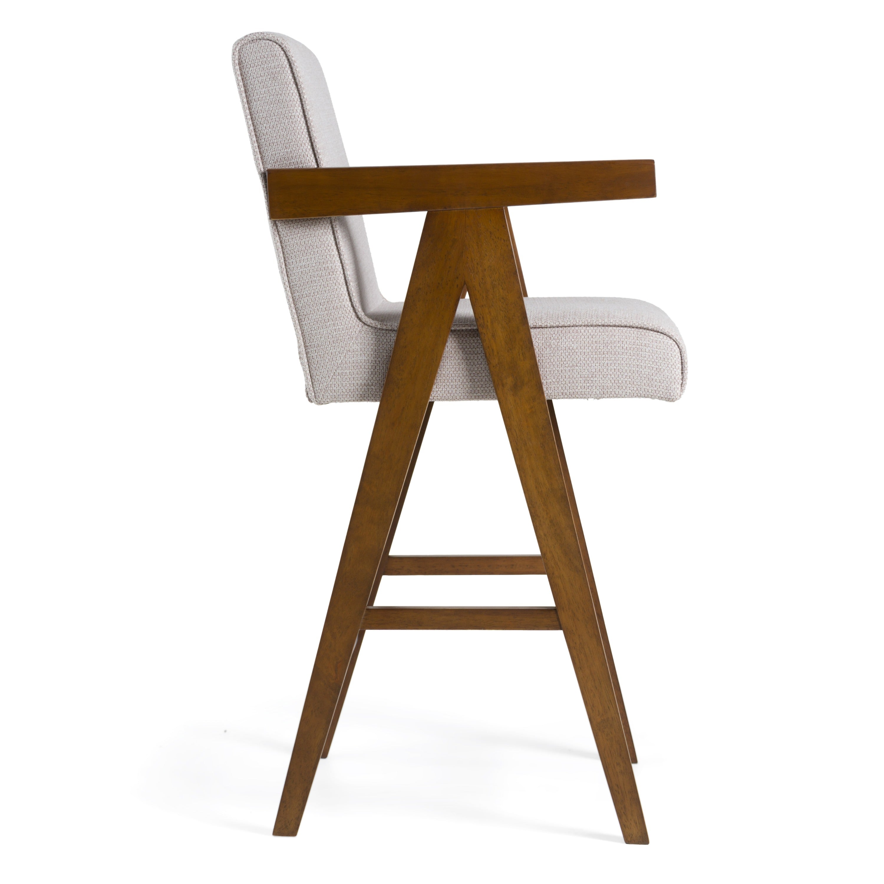 Modrest Joseline - Modern Beige Fabric + Walnut Counter Chair (Set of 2)