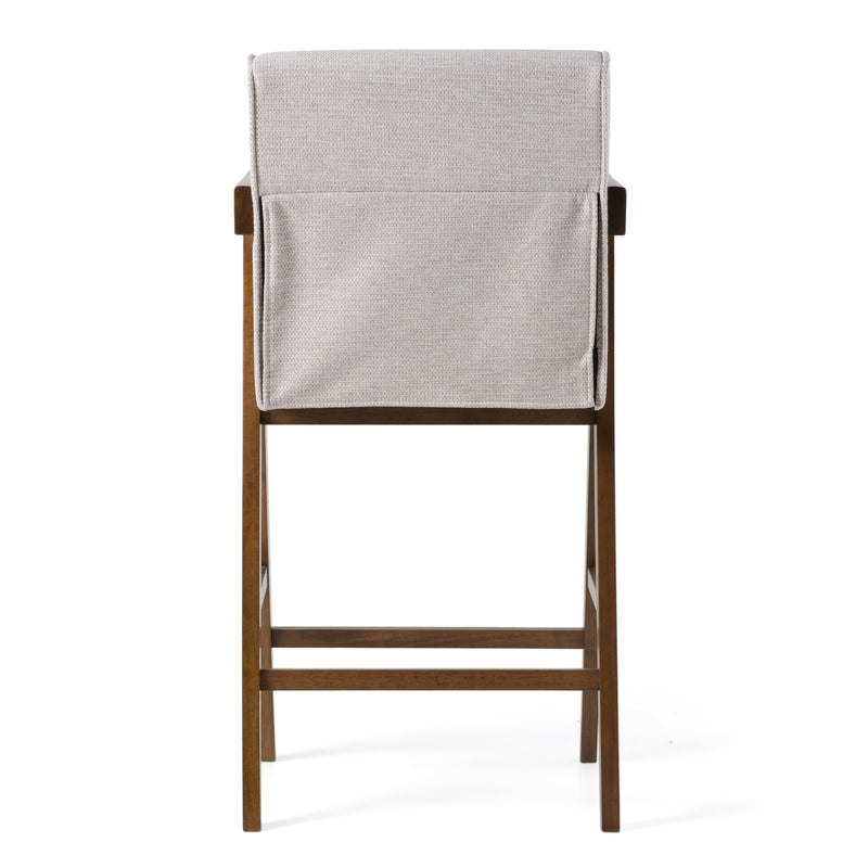 Modrest Joseline - Modern Beige Fabric + Walnut Counter Chair (Set of 2)