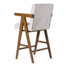 Modrest Joseline - Modern Beige Fabric + Walnut Counter Chair (Set of 2)