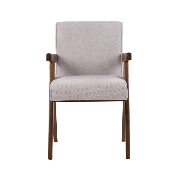 Modrest Joseline - Modern Beige Fabric + Walnut Dining Chair (Set of 2)