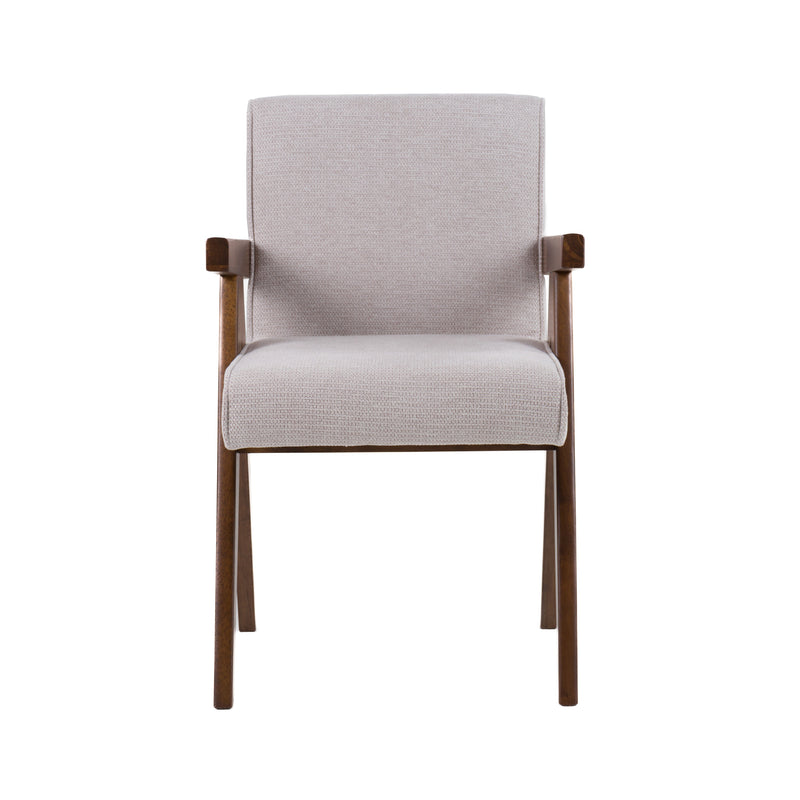 Modrest Joseline - Modern Beige Fabric + Walnut Dining Chair (Set of 2)