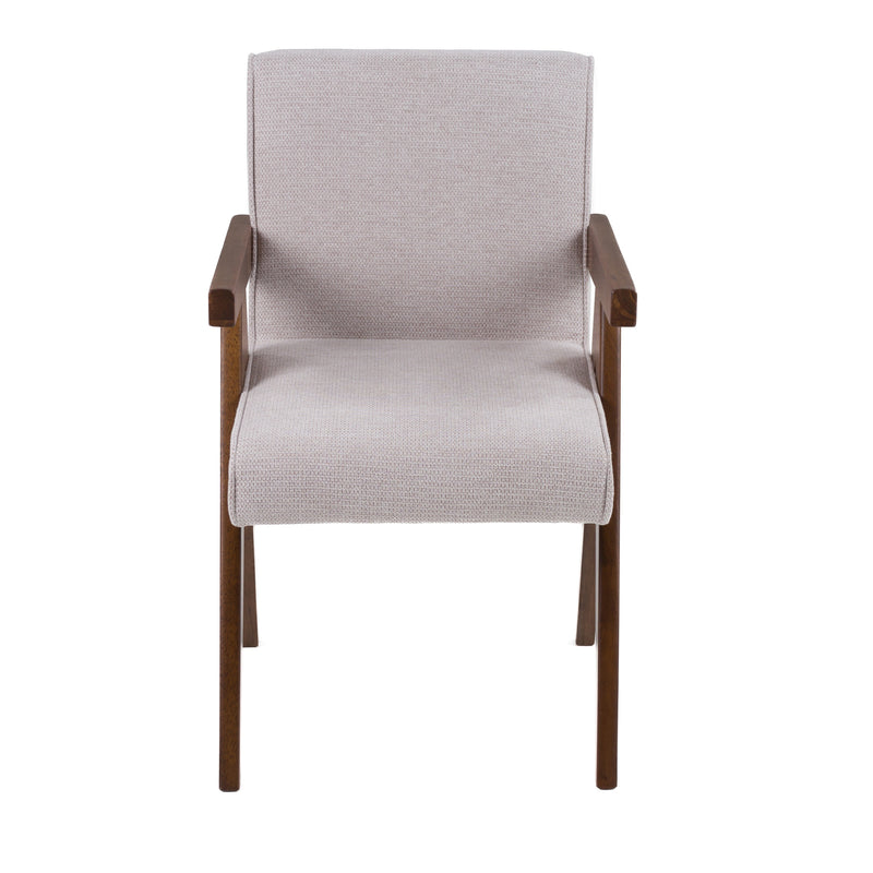 Modrest Joseline - Modern Beige Fabric + Walnut Dining Chair (Set of 2)
