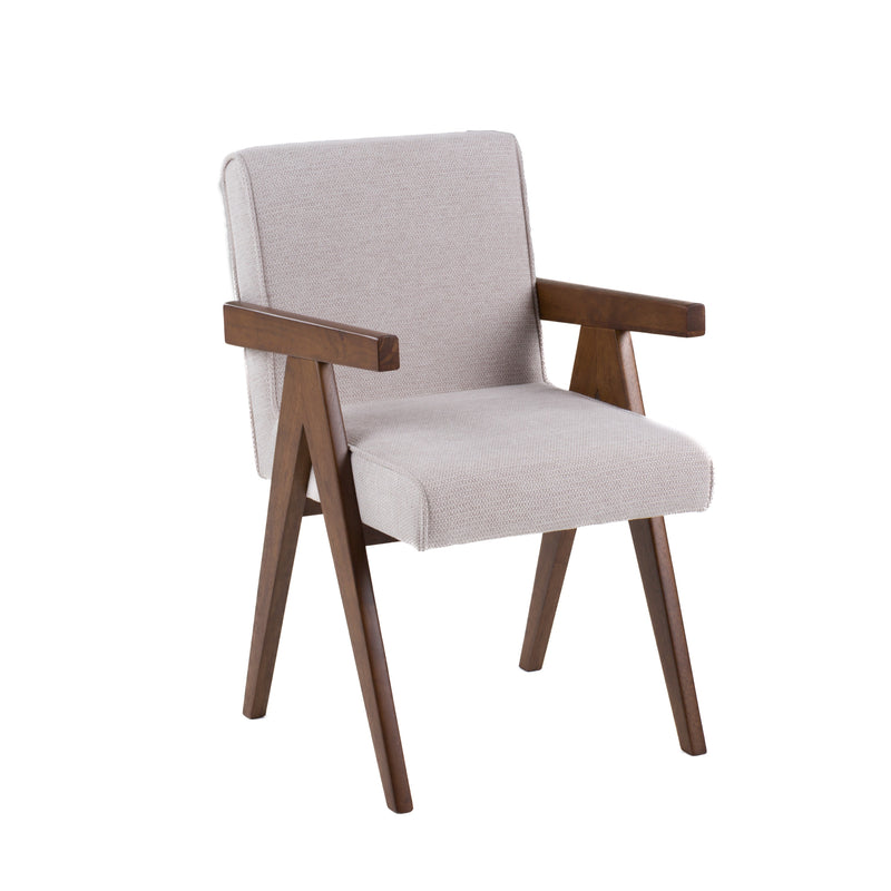Modrest Joseline - Modern Beige Fabric + Walnut Dining Chair (Set of 2)