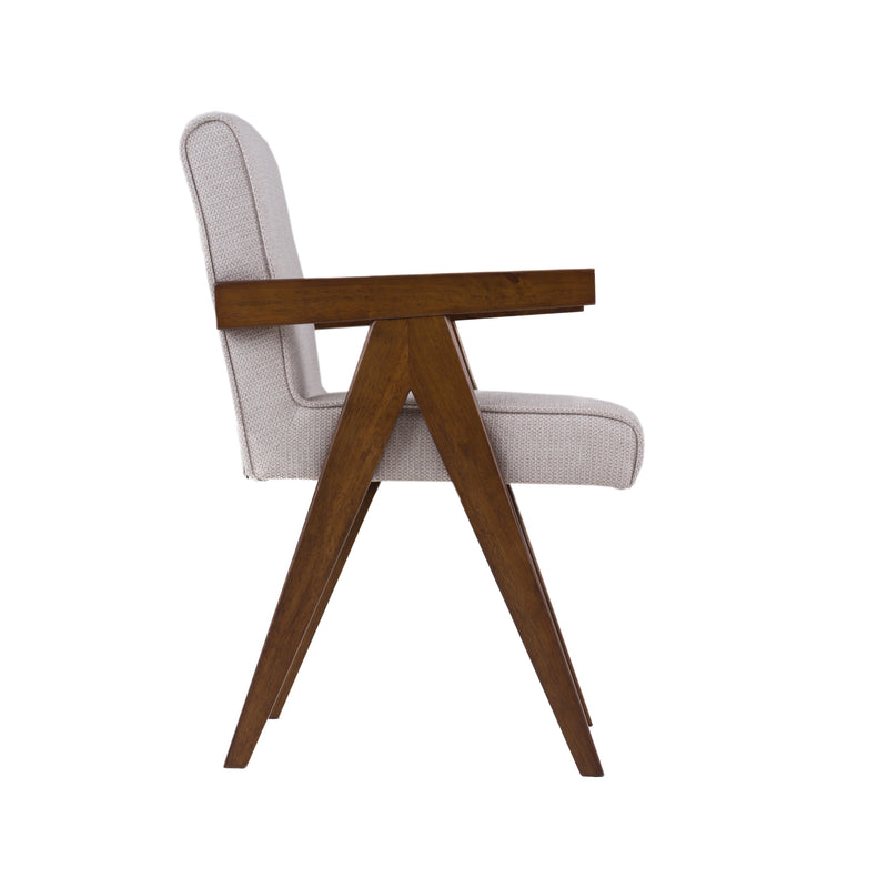 Modrest Joseline - Modern Beige Fabric + Walnut Dining Chair (Set of 2)