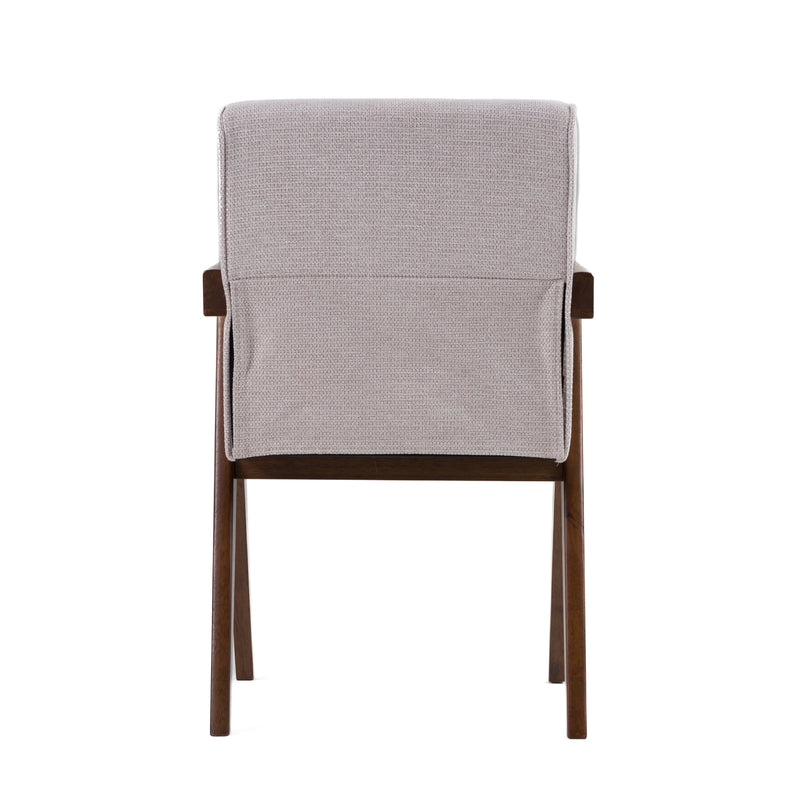 Modrest Joseline - Modern Beige Fabric + Walnut Dining Chair (Set of 2)