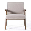 Modrest Joseline - Modern Beige Fabric + Walnut Accent Chair (Set of 2)