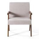 Modrest Joseline - Modern Beige Fabric + Walnut Accent Chair (Set of 2)