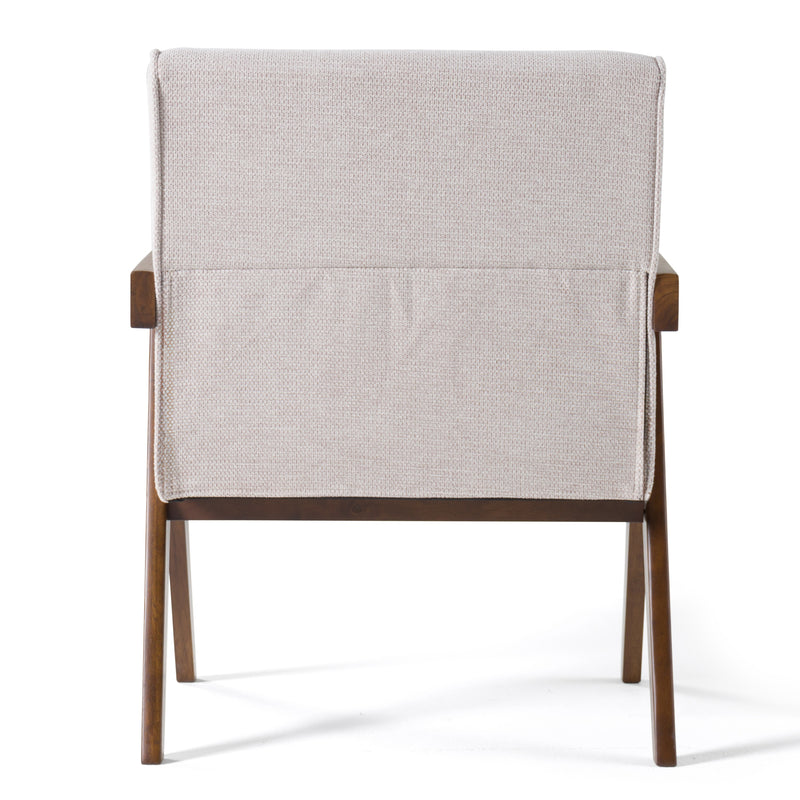 Modrest Joseline - Modern Beige Fabric + Walnut Accent Chair (Set of 2)