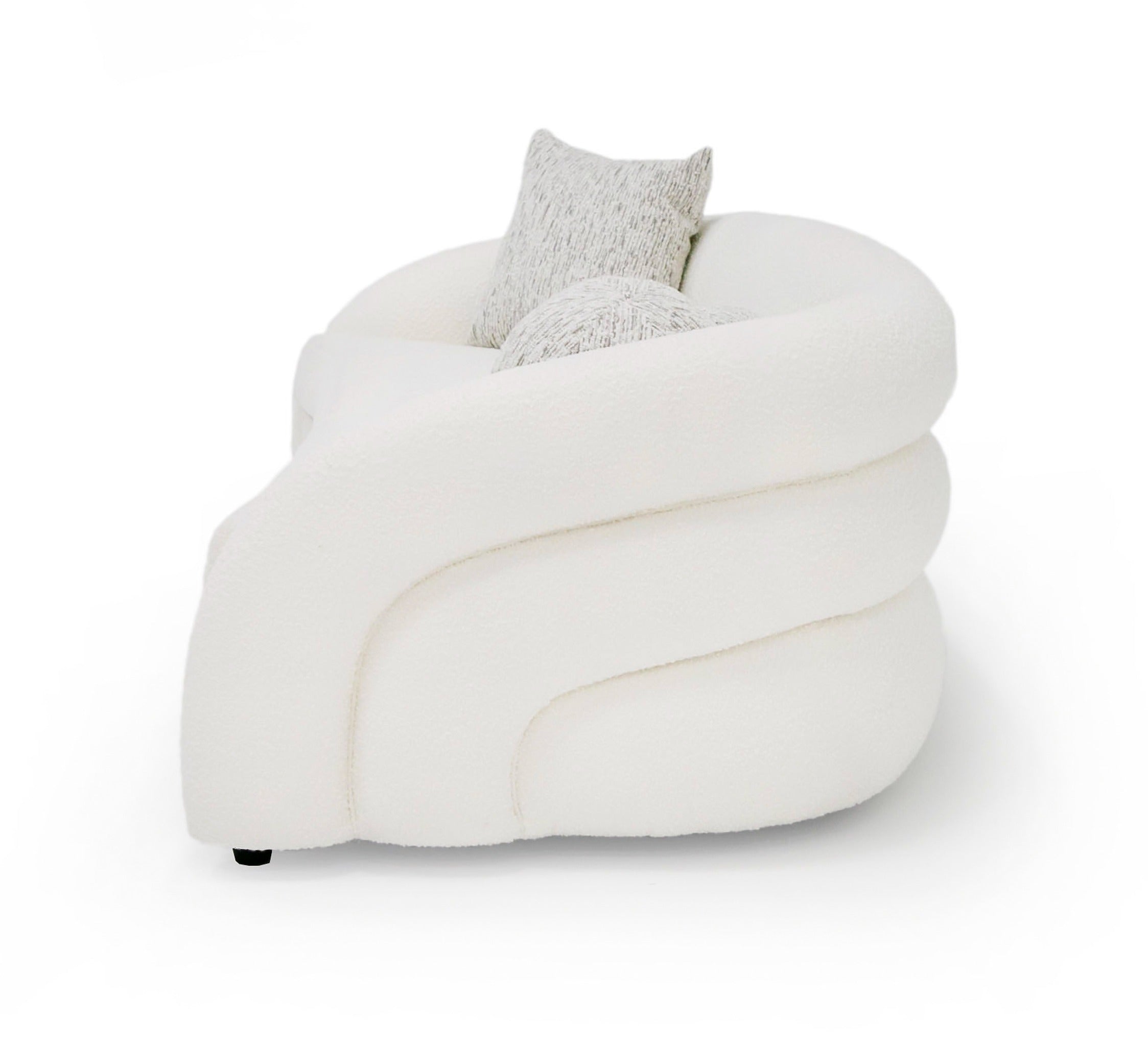 Modrest - Joshua Modern 4-Seater Curved White and Taupe Fabric Sofa