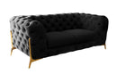 Divani Casa Quincey - Transitional Black Velvet Loveseat