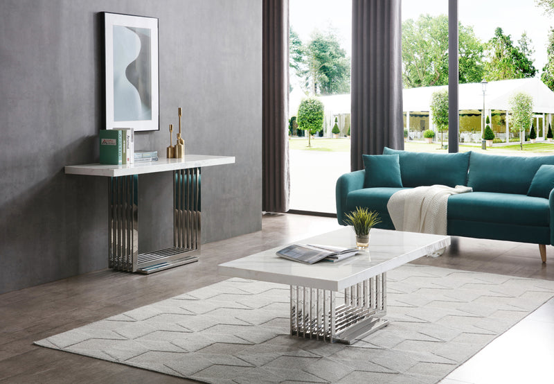 Modrest Kingsley Modern Marble & Stainless Steel Console Table