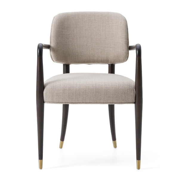 Modrest Kathy - Modern Beige Fabric + Oak Dining Arm Chair