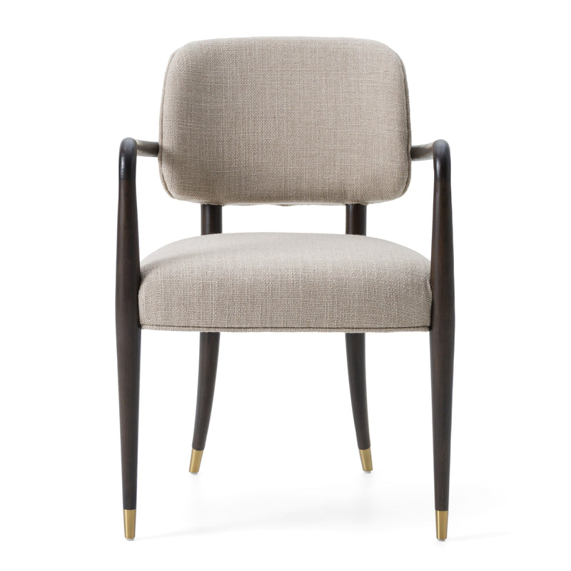 Modrest Kathy - Modern Beige Fabric + Oak Dining Arm Chair