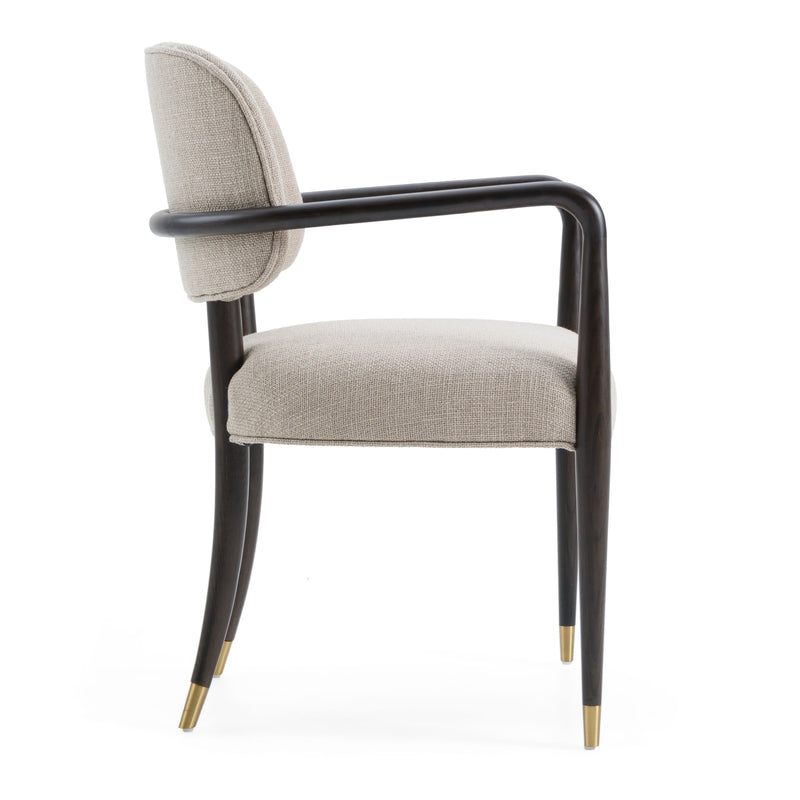 Modrest Kathy - Modern Beige Fabric + Oak Dining Arm Chair
