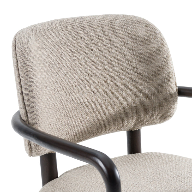 Modrest Kathy - Modern Beige Fabric + Oak Dining Arm Chair