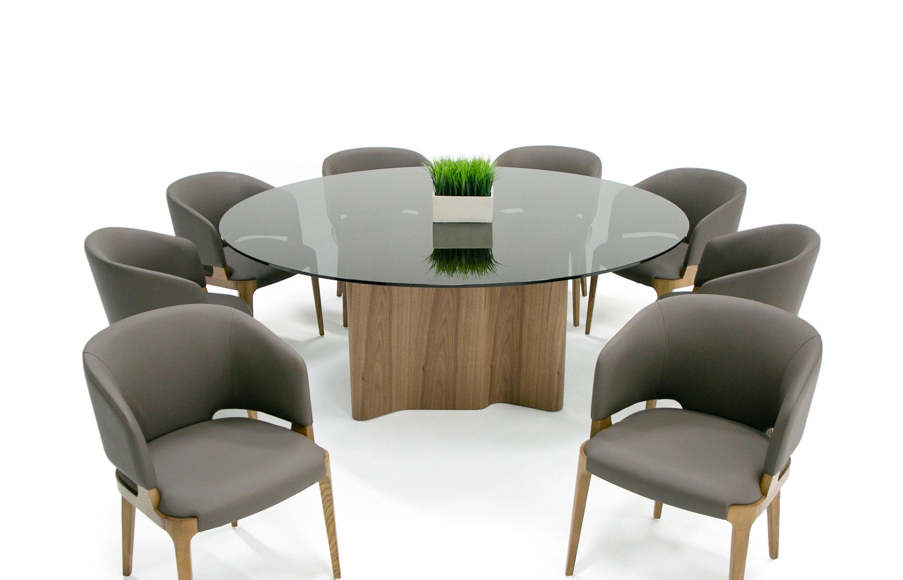 Modrest Kaye - Modern Walnut + Glass 71" Round Dining Table