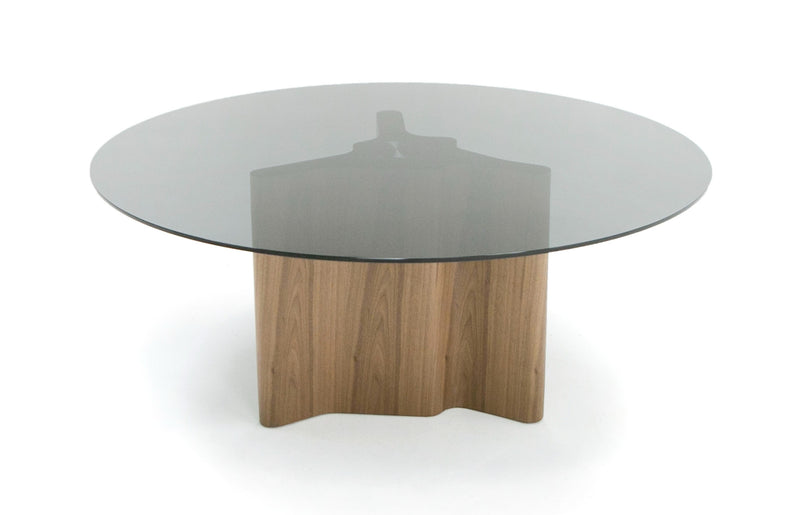 Modrest Kaye - Modern Walnut + Glass 71" Round Dining Table