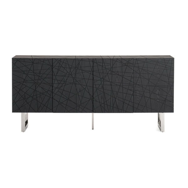 Modrest Kenda - Modern Black Ash + Stainless Steel Buffet