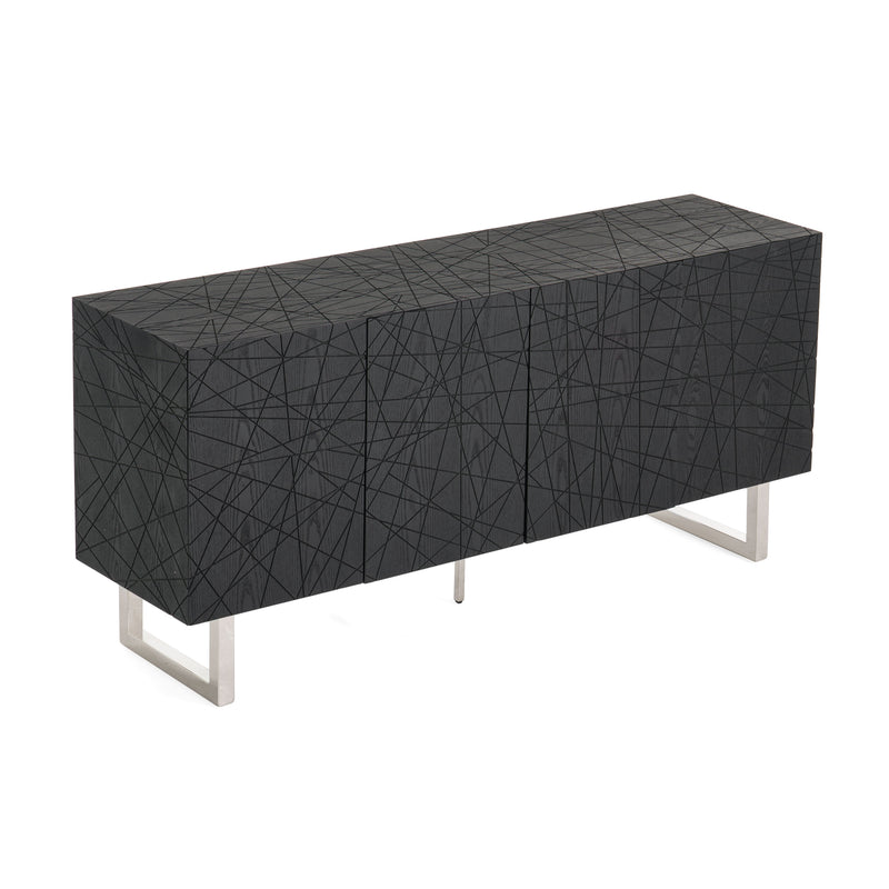Modrest Kenda - Modern Black Ash + Stainless Steel Buffet