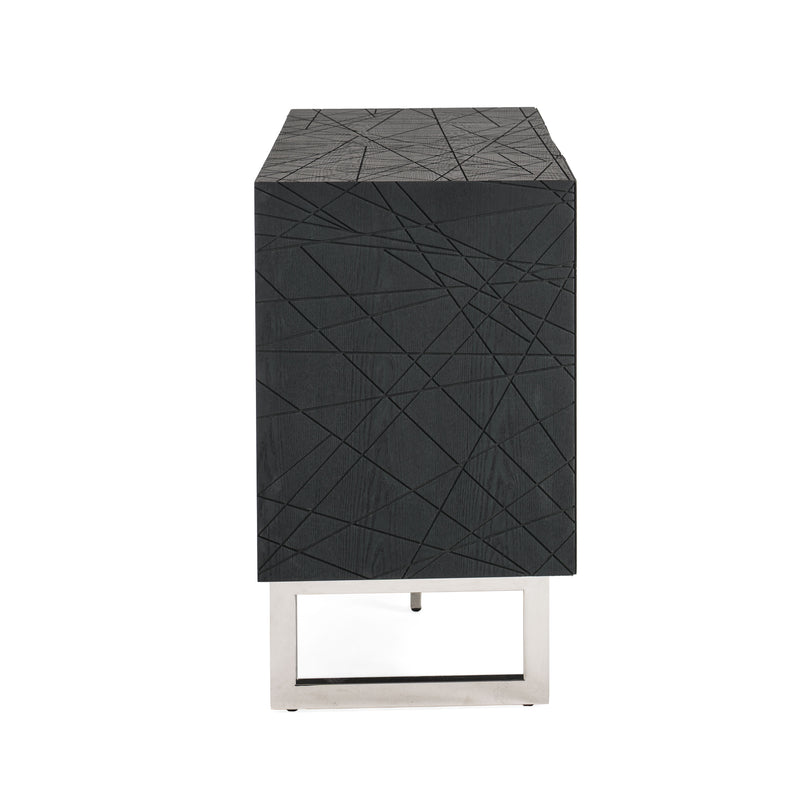 Modrest Kenda - Modern Black Ash + Stainless Steel Buffet
