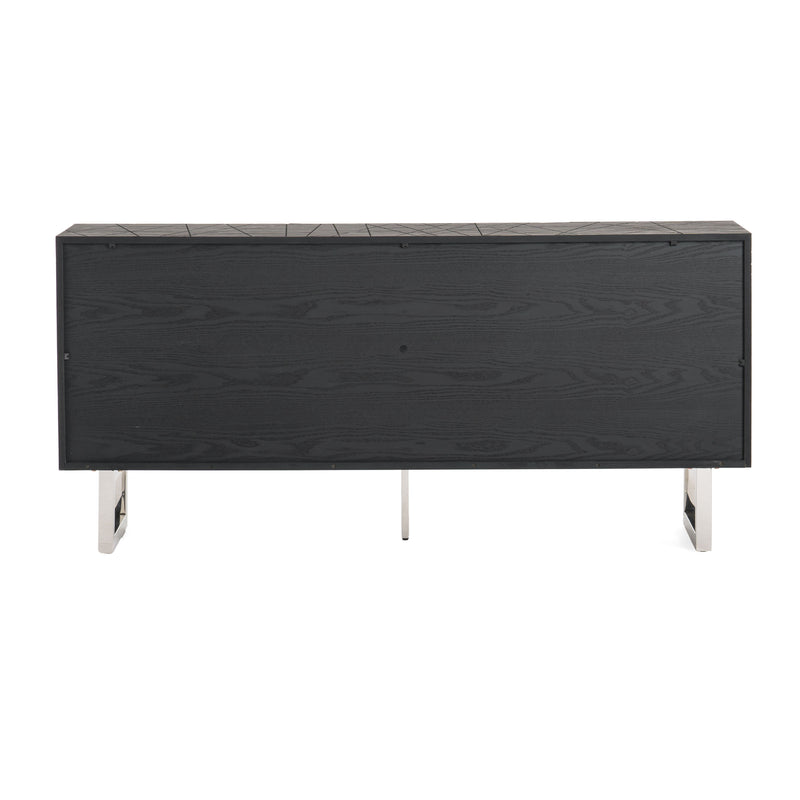 Modrest Kenda - Modern Black Ash + Stainless Steel Buffet