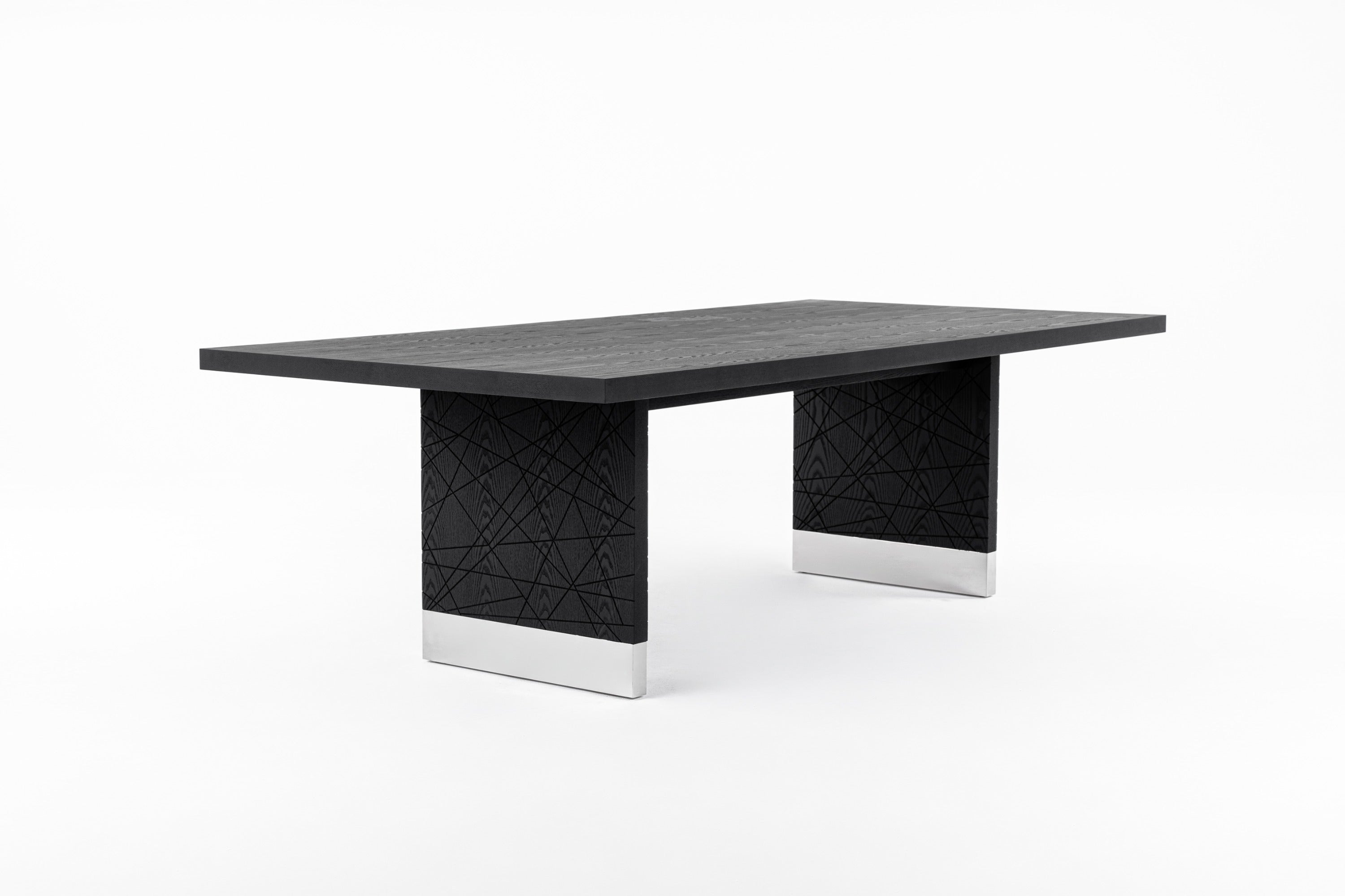 Modrest Kenda - Modern Black Ash + Stainless Steel Dining Table