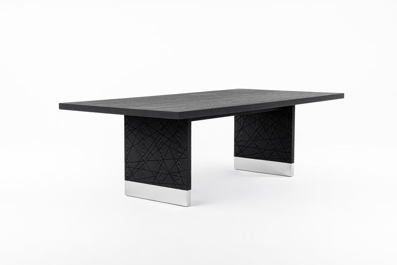 Modrest Kenda - Modern Black Ash + Stainless Steel Dining Table