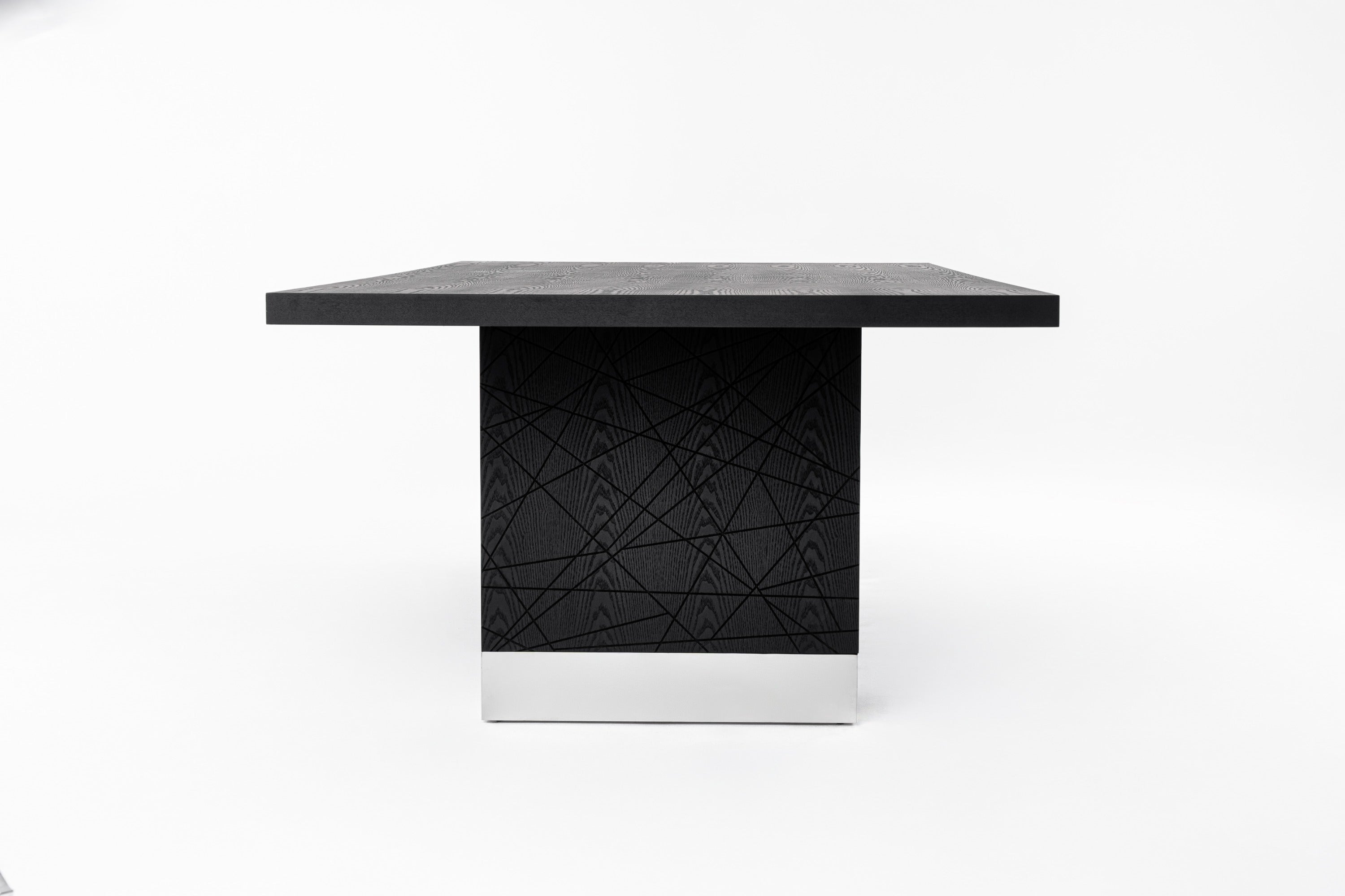 Modrest Kenda - Modern Black Ash + Stainless Steel Dining Table