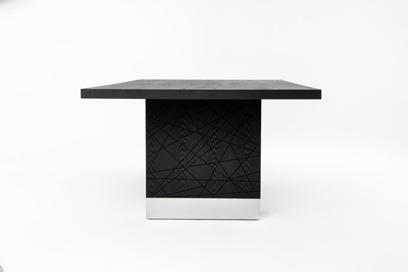 Modrest Kenda - Modern Black Ash + Stainless Steel Dining Table