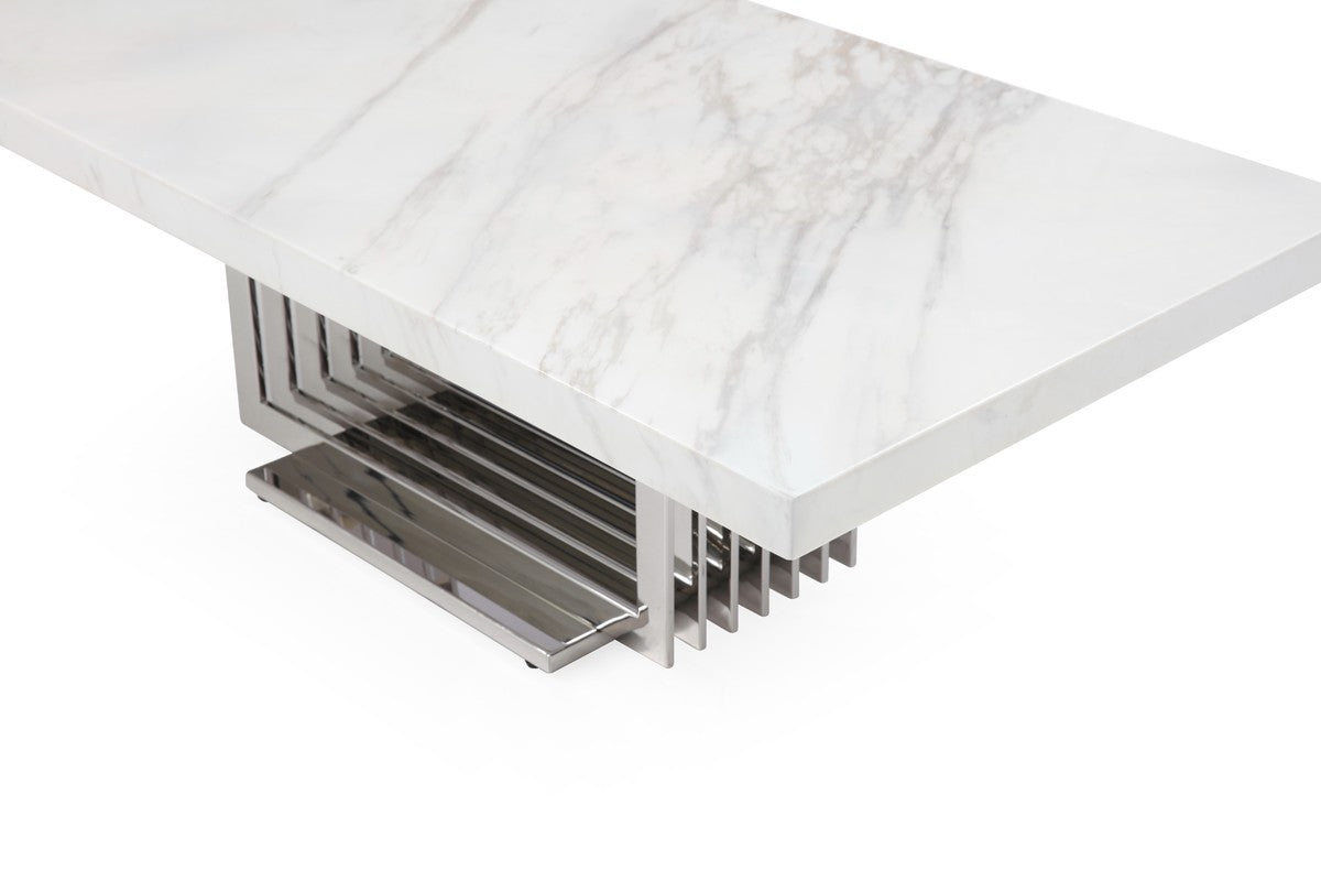 Modrest Kingsley Modern Marble & Stainless Steel Coffee Table