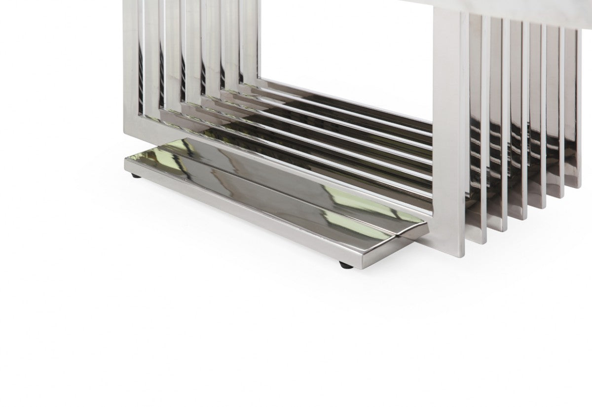 Modrest Kingsley Modern Marble & Stainless Steel Coffee Table