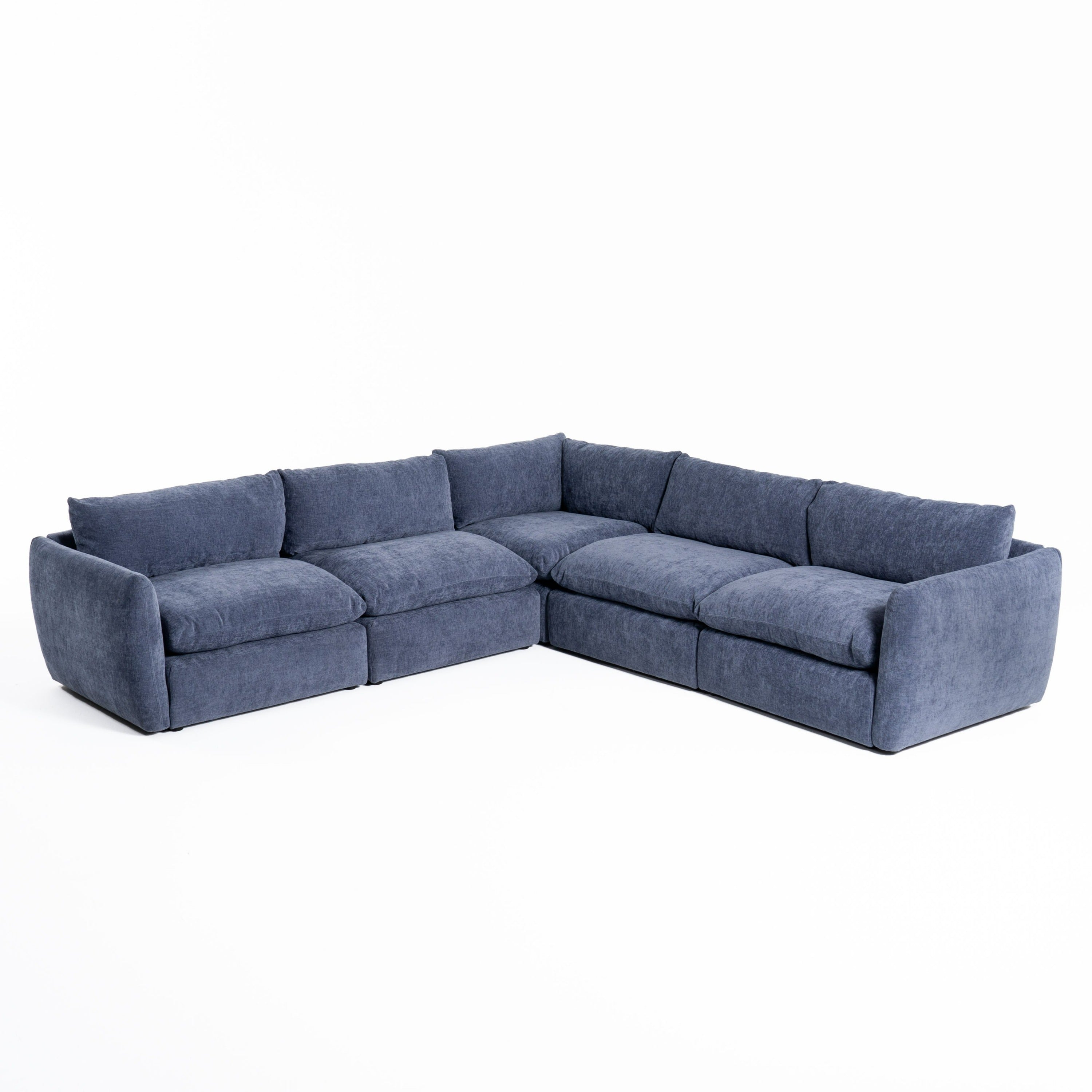 Divani Casa Kinsey - Modern Blue Fabric Modular Left Facing Seat