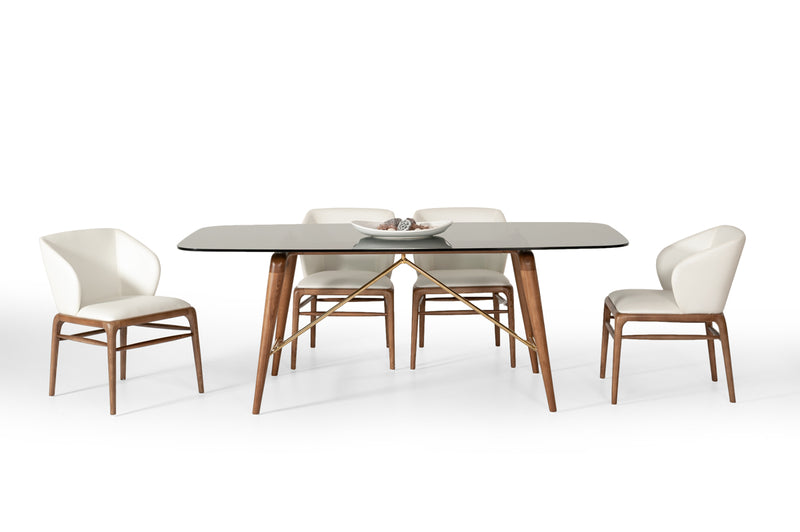 Modrest Kipling Modern Cream & Walnut Dining Chair