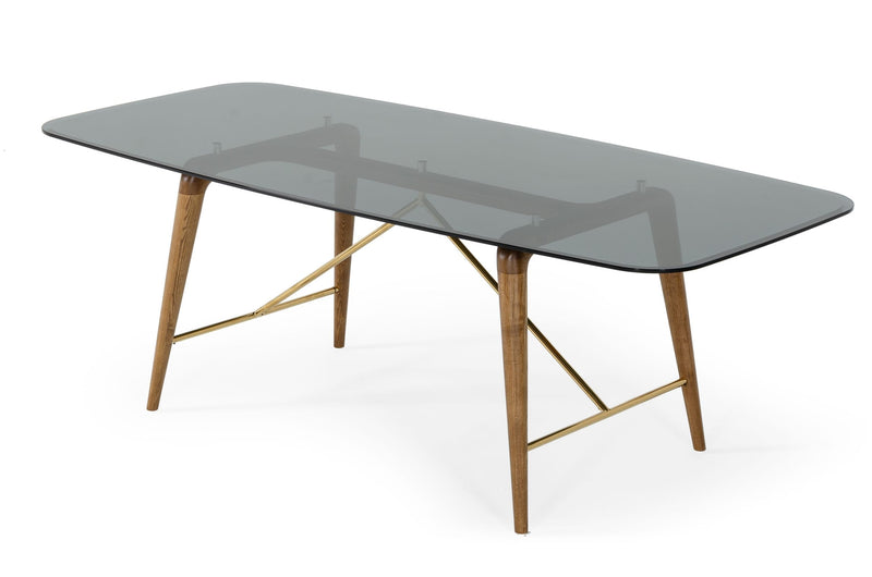 Modrest Kipling - Modern Smoked Glass & Walnut Large Dining Table