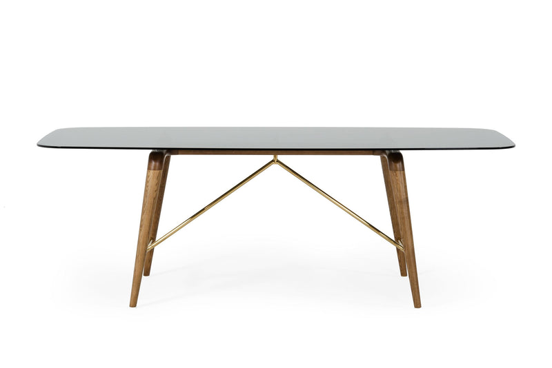 Modrest Kipling - Modern Smoked Glass & Walnut Large Dining Table