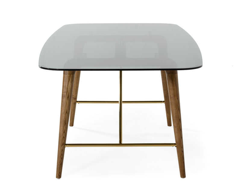 Modrest Kipling - Modern Smoked Glass & Walnut Large Dining Table